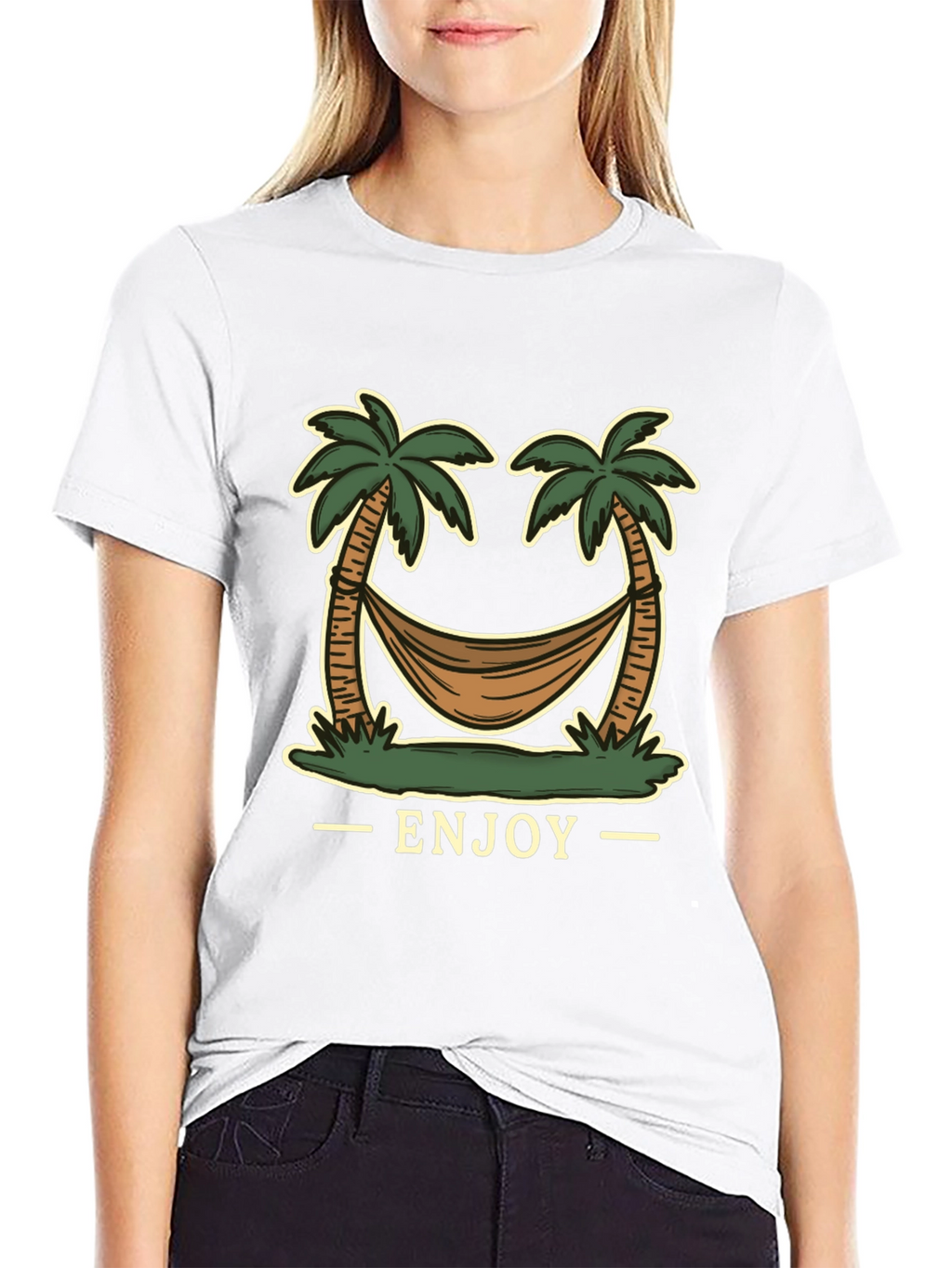 Enjoy Palm Tree Hammock Graphic Tee