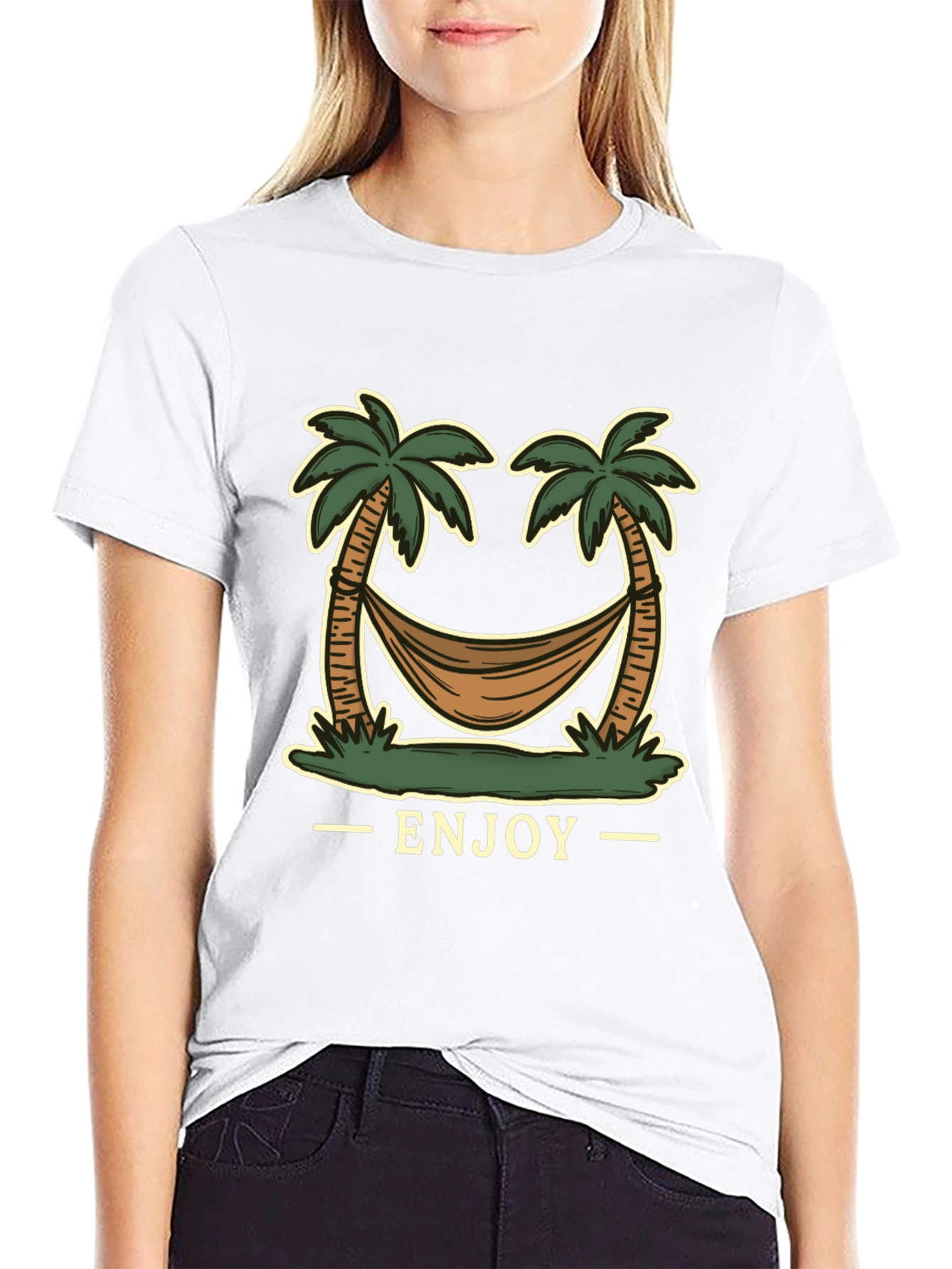 Enjoy Palm Tree Hammock Graphic Tee