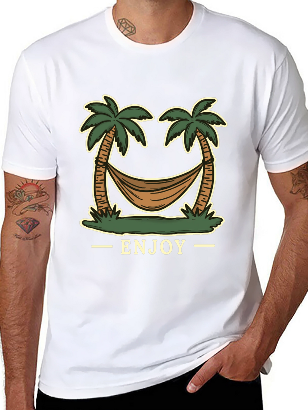 Enjoy Palm Tree Hammock Graphic Tee