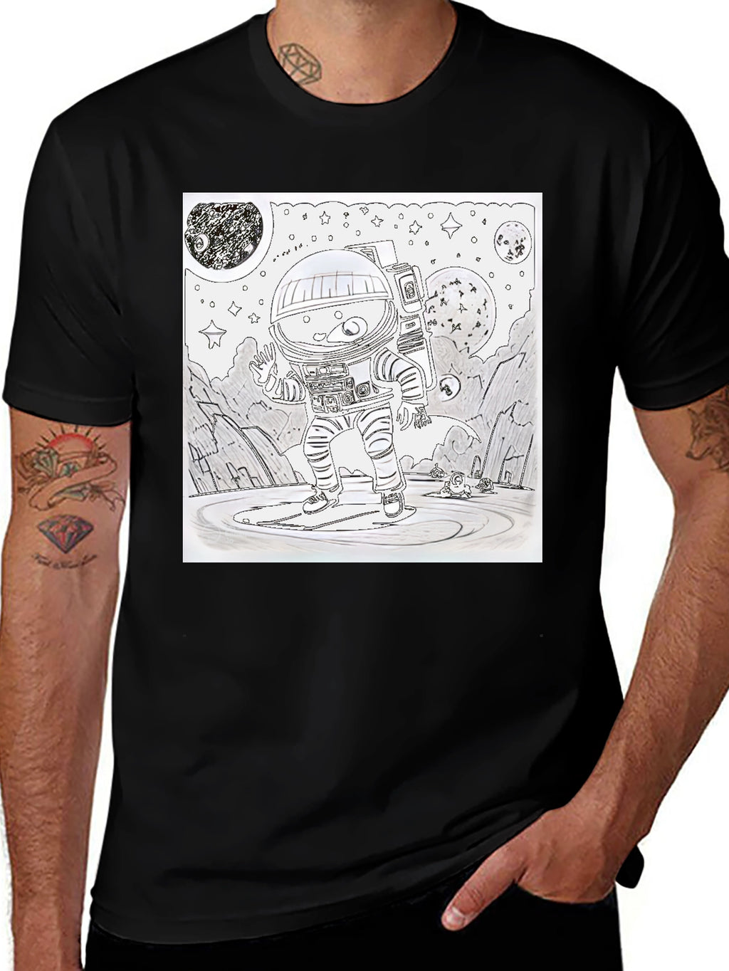 Astronaut Graphic T-Shirt - Space Explorer Design