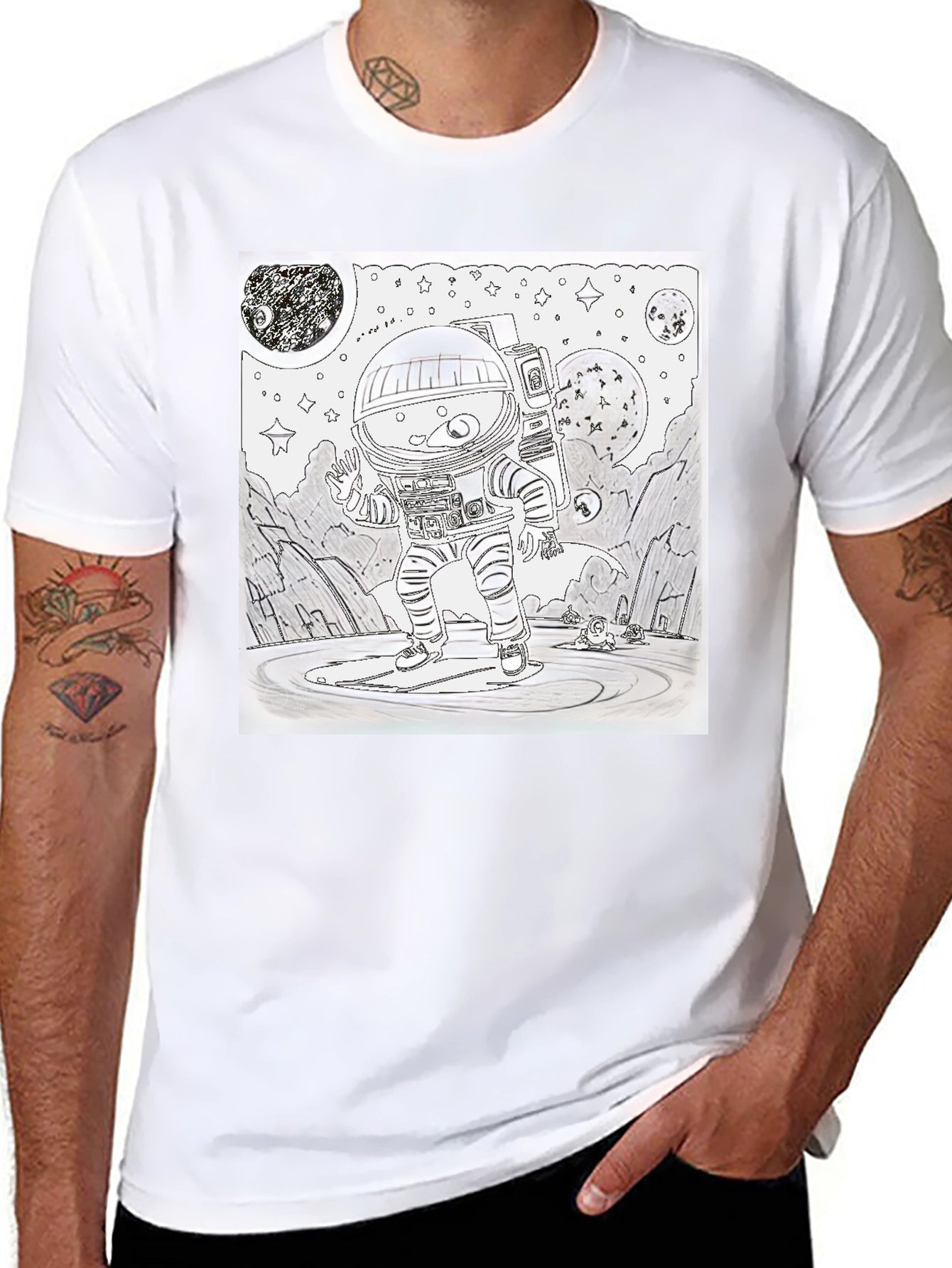Astronaut Graphic T-Shirt - Space Explorer Design