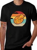 Pizza Sunset Graphic Tee - Black Cotton T-Shirt