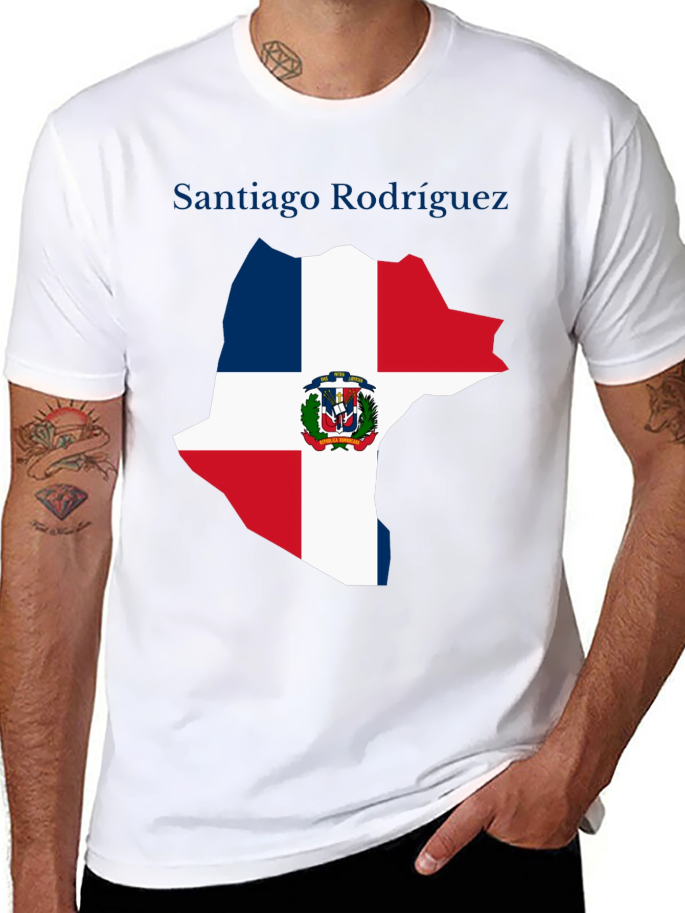 Dominican Republic Flag Map T-Shirt