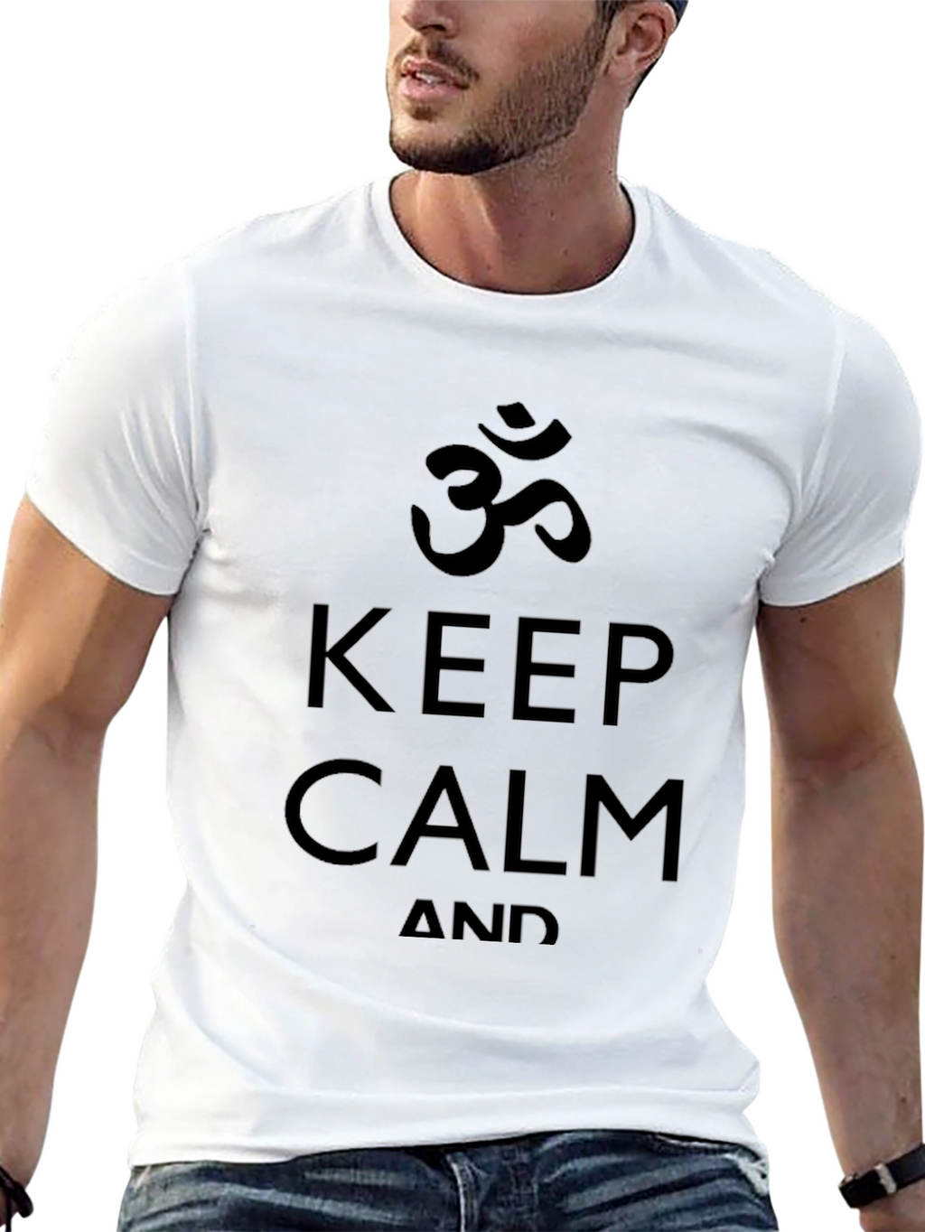 Keep Calm Om Yoga Black T-Shirt