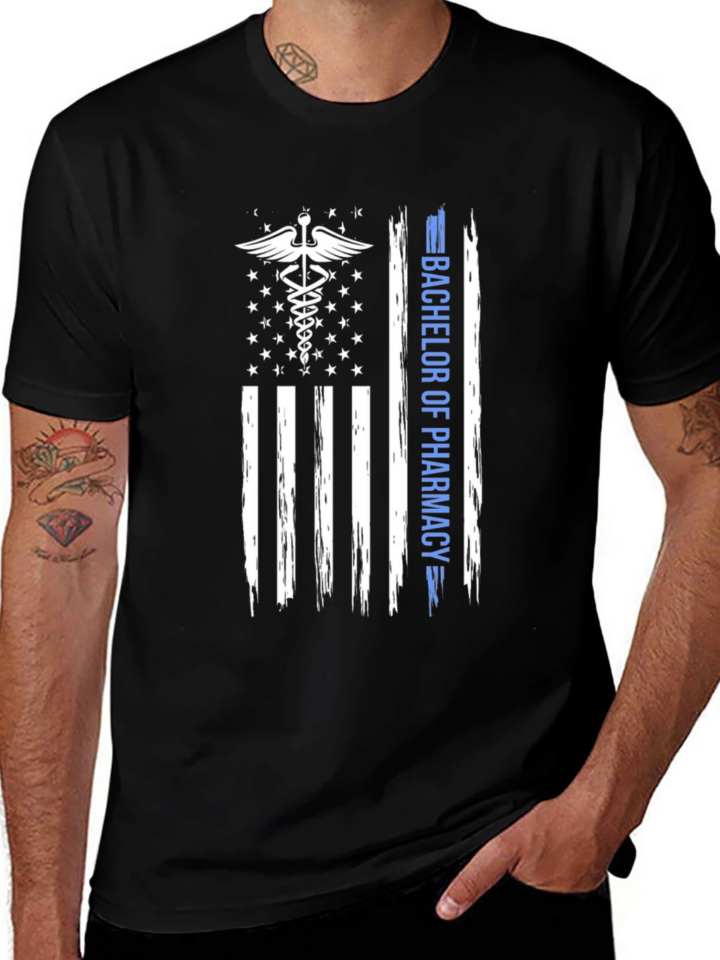 Bachelor of Pharmacy American Flag T-Shirt
