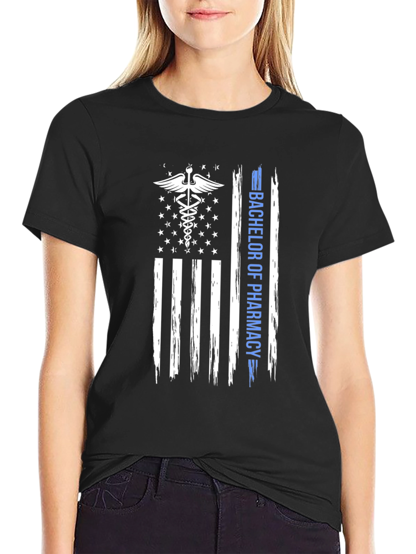 Bachelor of Pharmacy American Flag T-Shirt