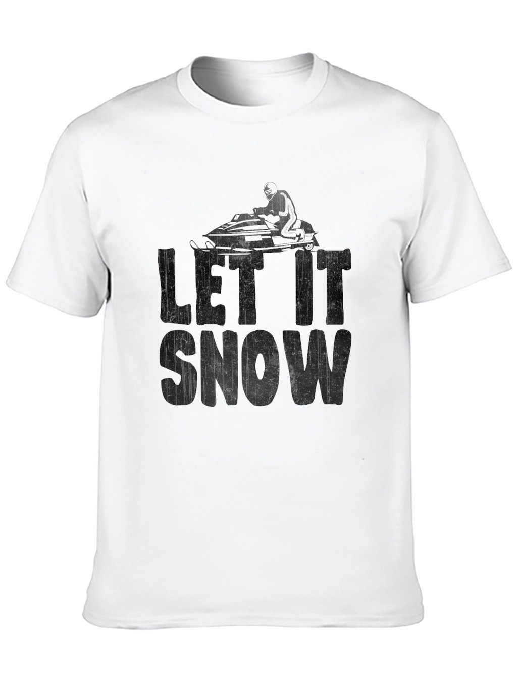 Let It Snow Snowmobile T-Shirt Black