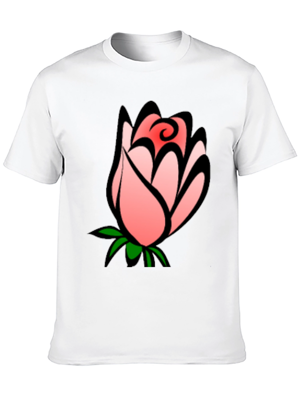 Floral Rose Bud Graphic Black T-Shirt