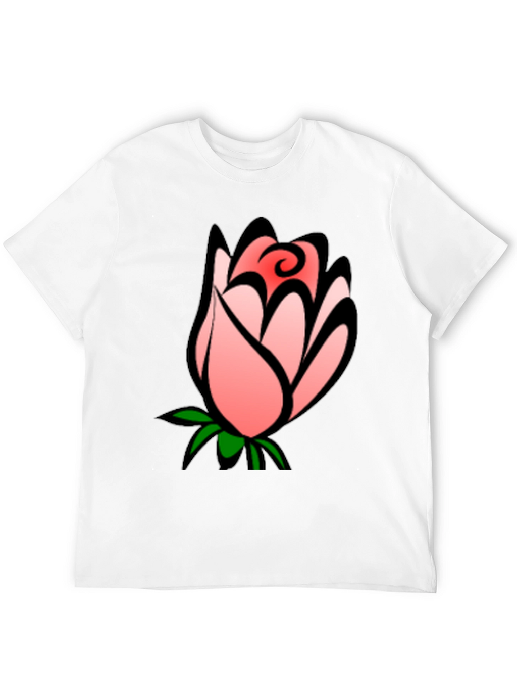 Floral Rose Bud Graphic Black T-Shirt