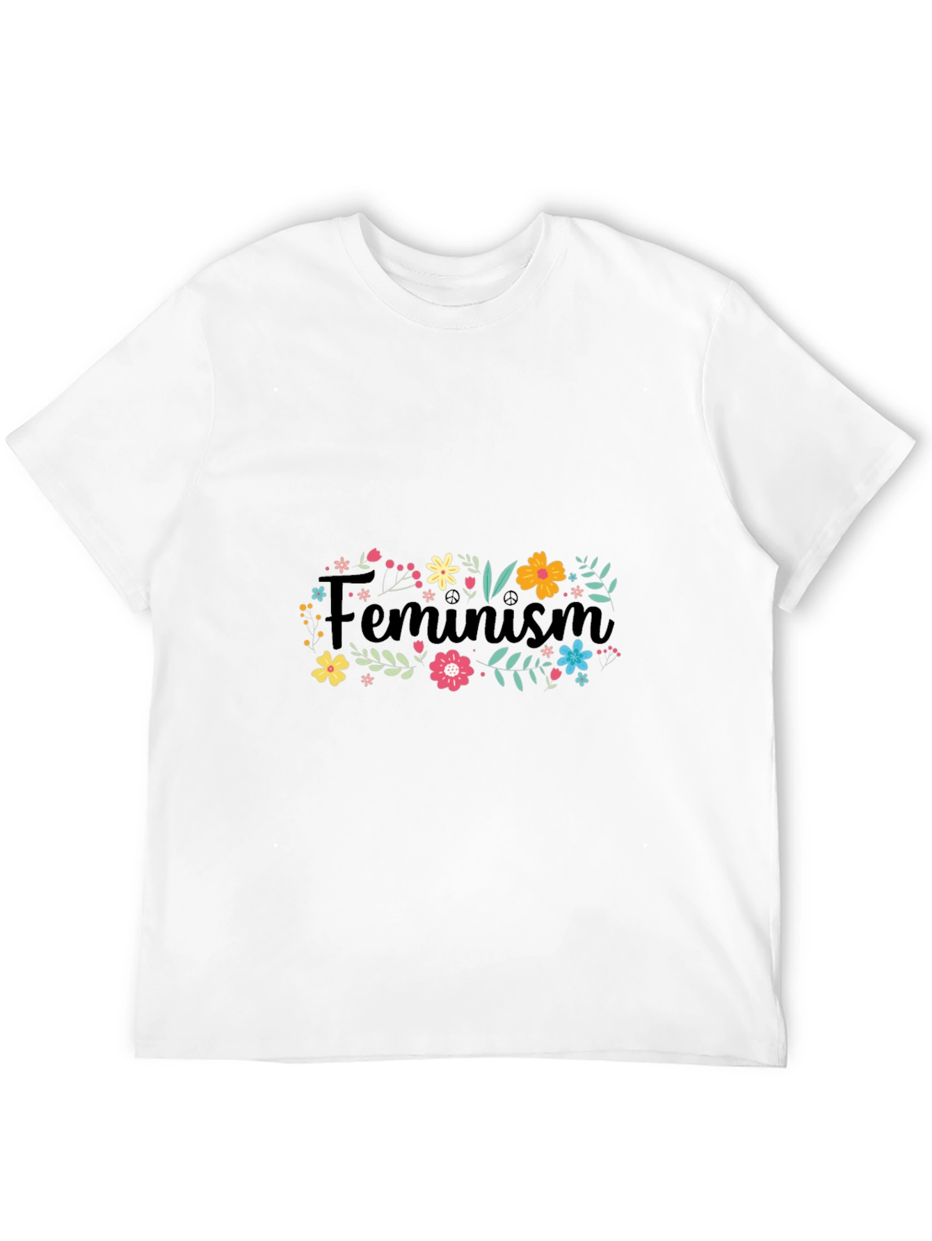 Feminism Floral Graphic Black T-Shirt