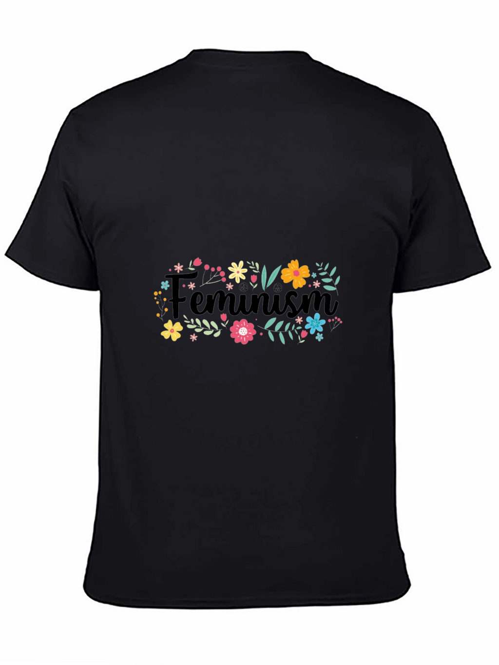 Feminism Floral Graphic Black T-Shirt