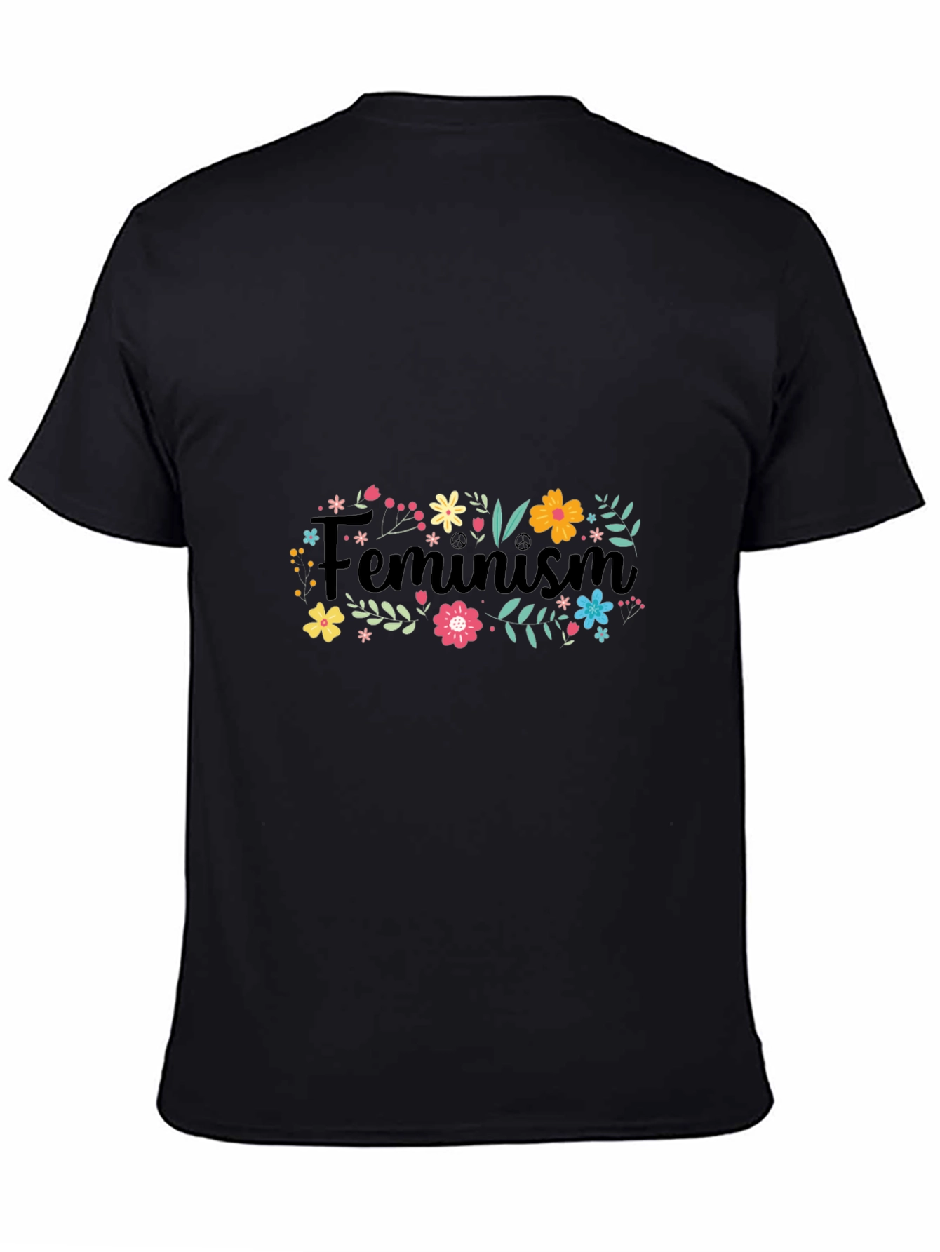 Feminism Floral Graphic Black T-Shirt