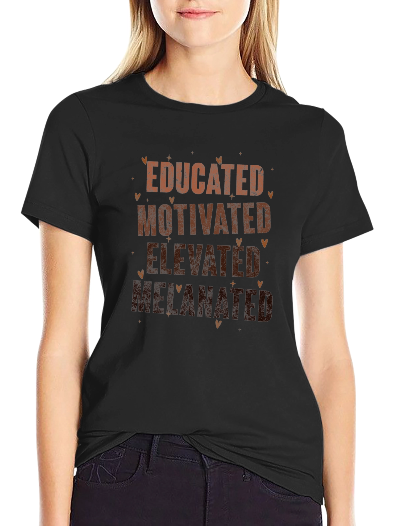 Educated Motivated Elevated Melanated Black T-Shirt