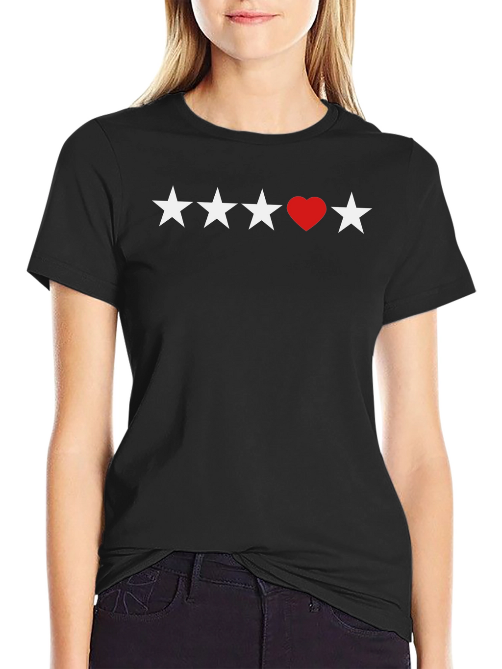 Stars and Heart Black T-Shirt