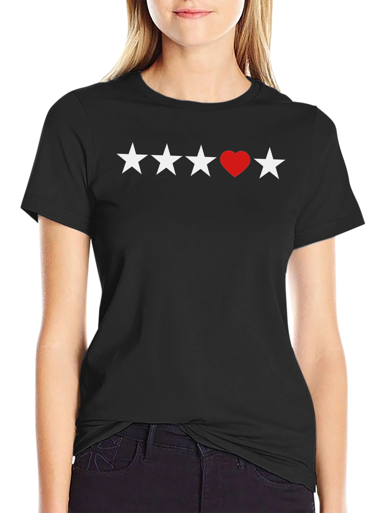 Stars and Heart Black T-Shirt