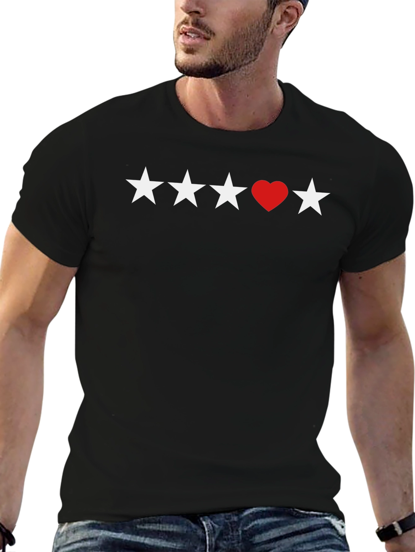 Stars and Heart Black T-Shirt