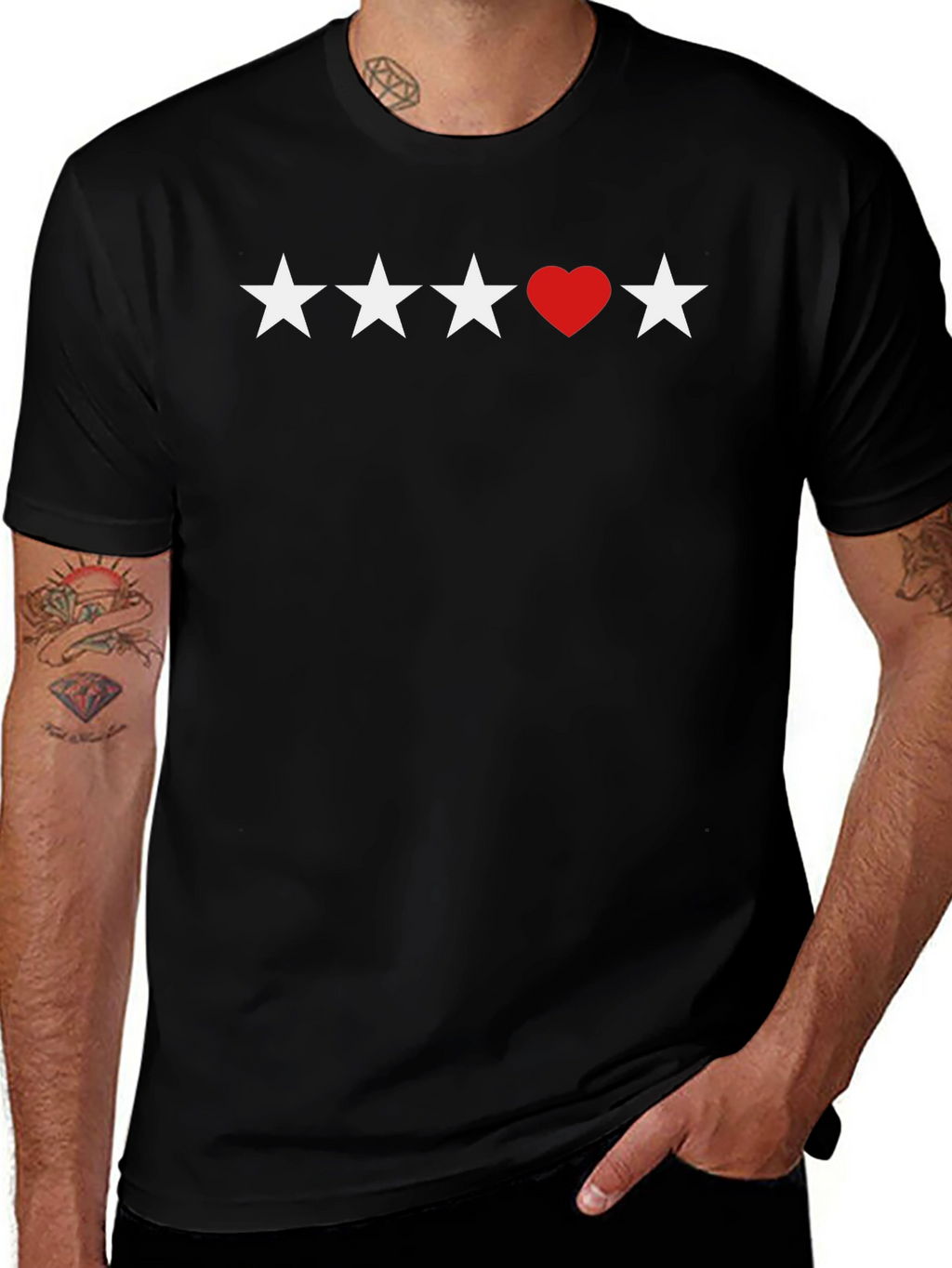 Stars and Heart Black T-Shirt
