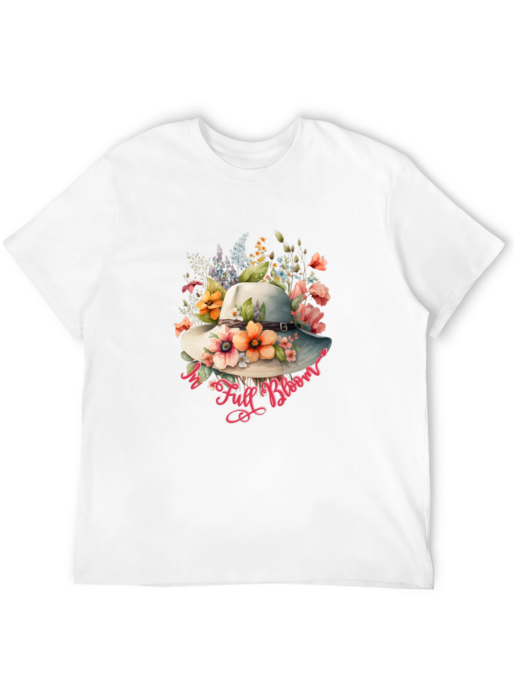 Floral Hat Graphic Black T-Shirt