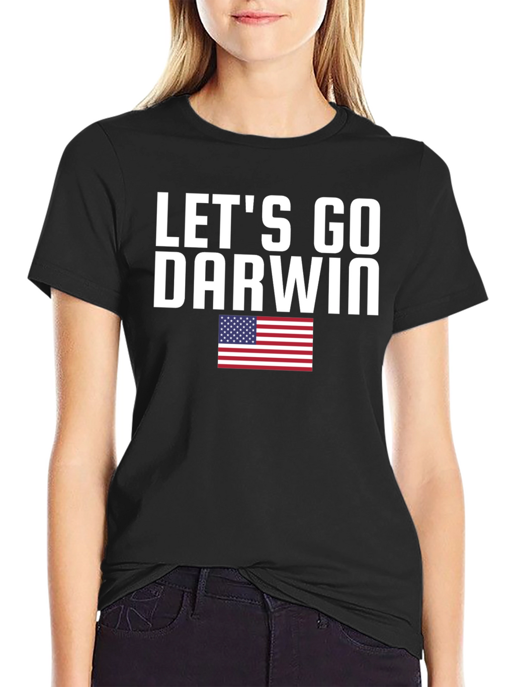 Lets Go Darwin T-Shirt American Flag Black