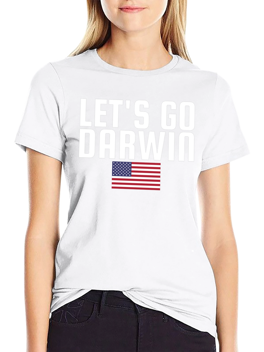 Lets Go Darwin T-Shirt American Flag Black