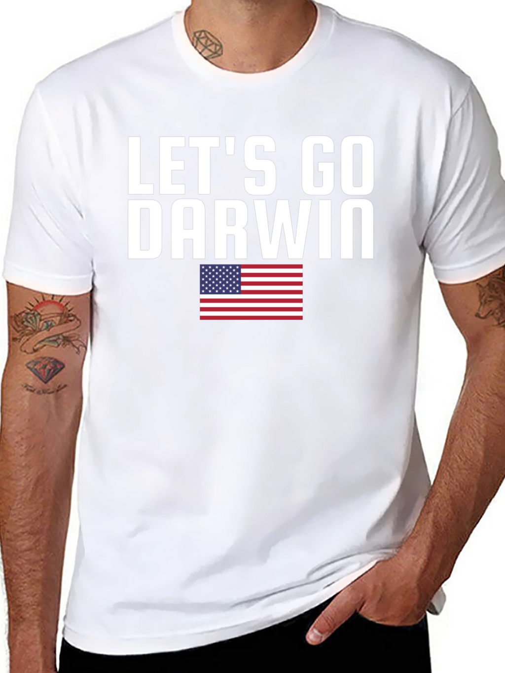 Lets Go Darwin T-Shirt American Flag Black