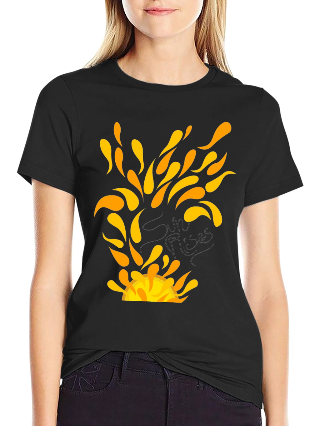 Sunrise Graphic Tee - Black Cotton T-Shirt