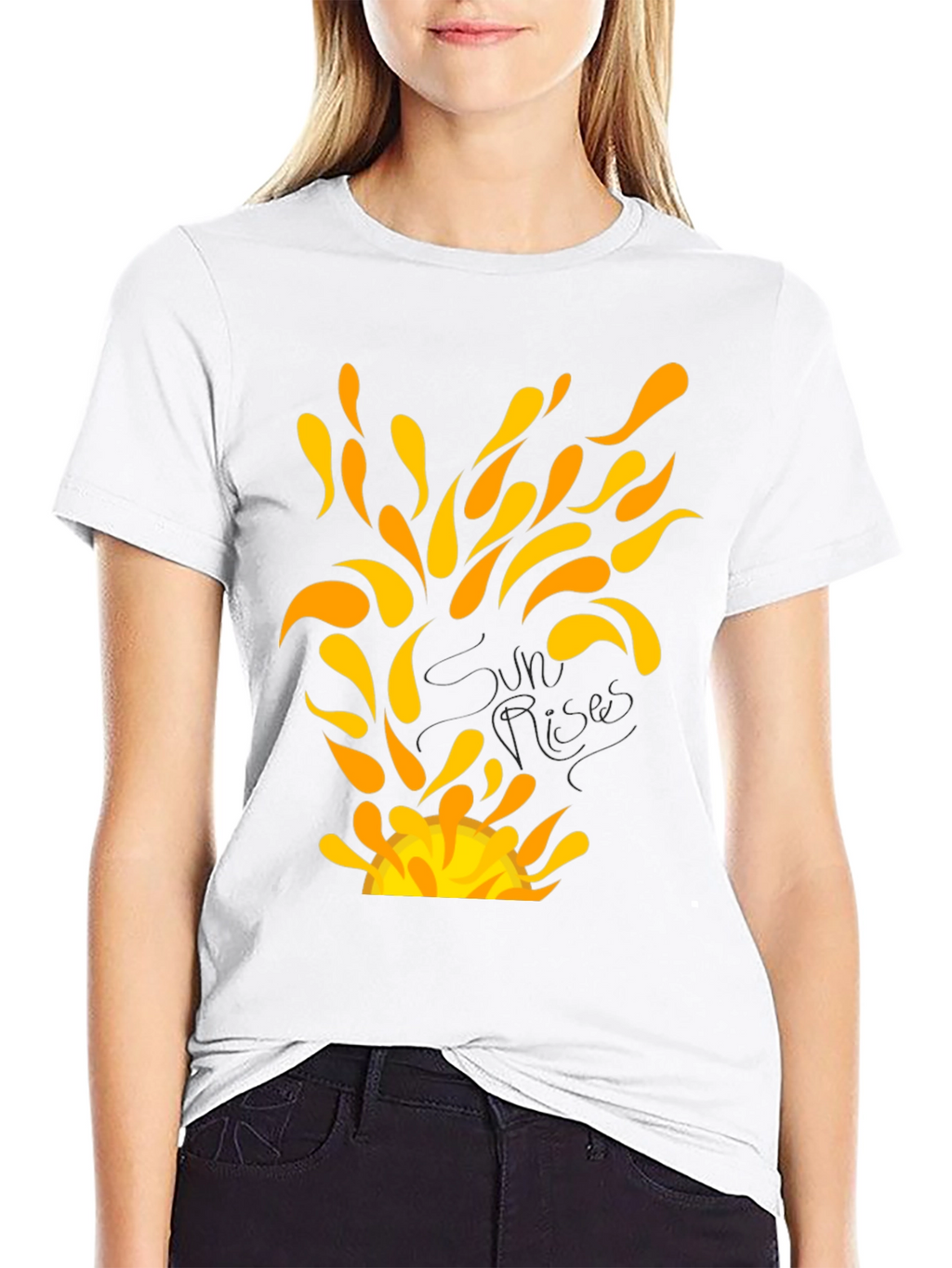 Sunrise Graphic Tee - Black Cotton T-Shirt