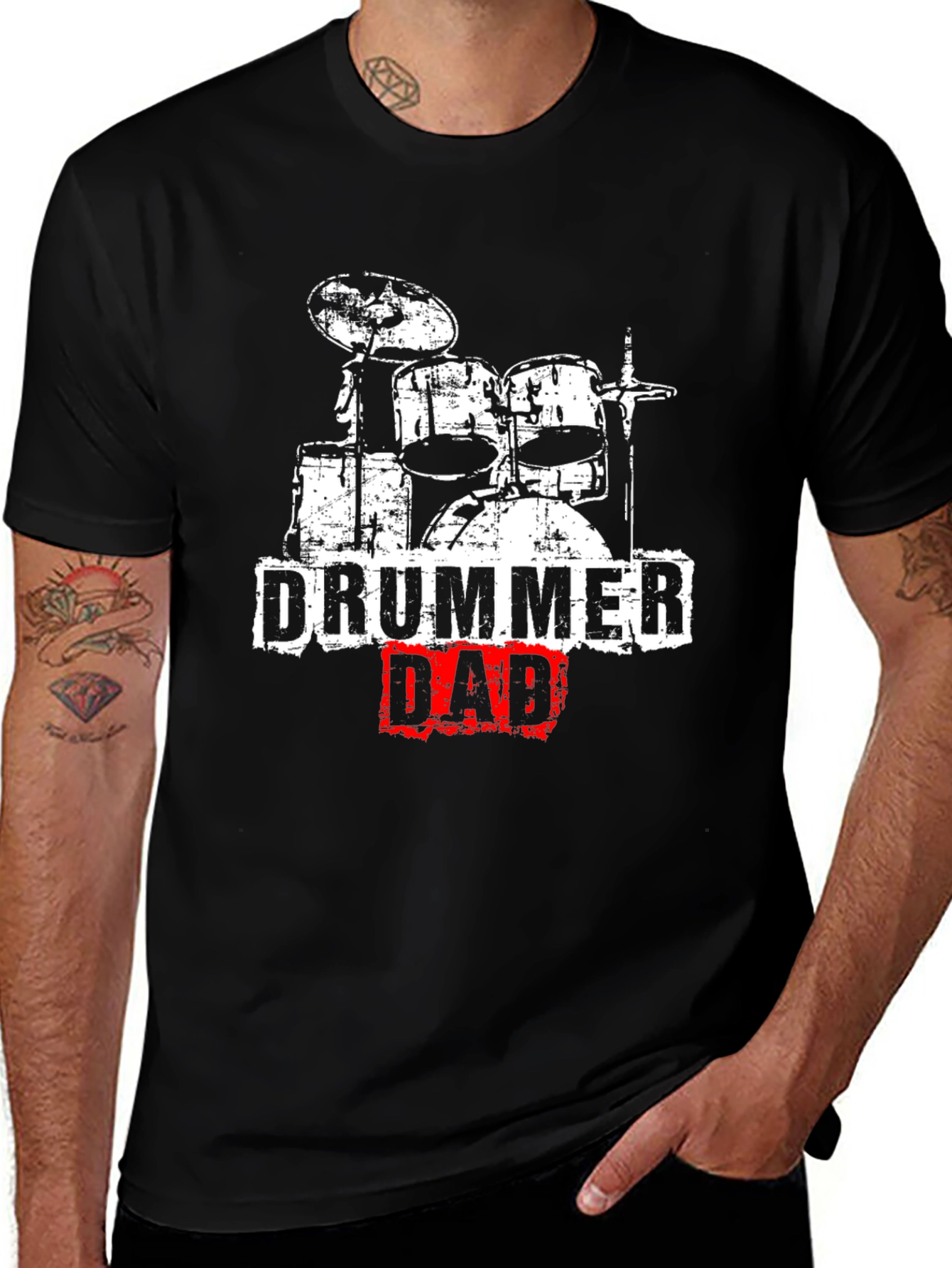 Drummer Dad T-Shirt - Black Cotton Tee for Musician Fathers
