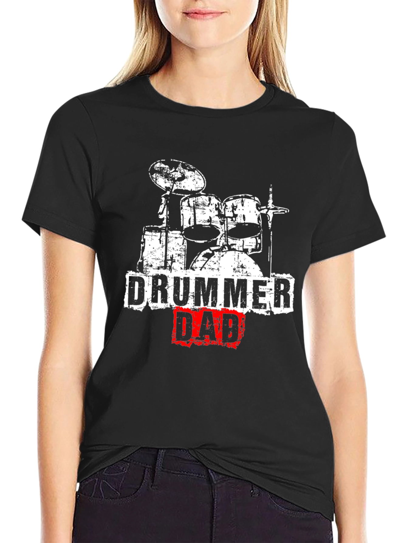 Drummer Dad T-Shirt - Black Cotton Tee for Musician Fathers