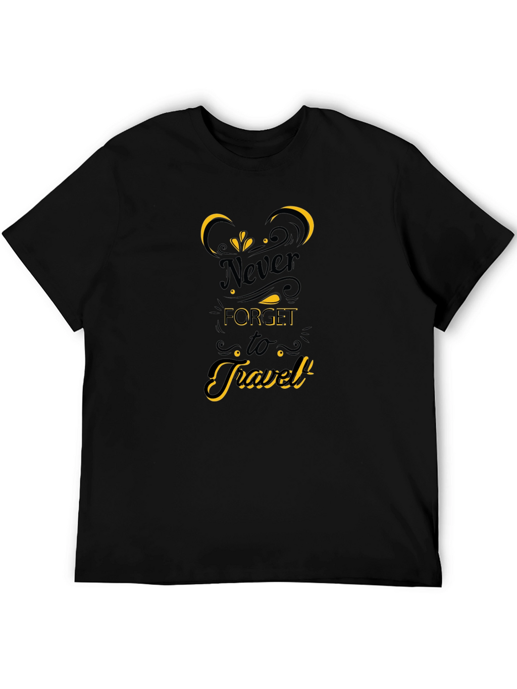 Never Forget to Travel Black Graphic Tee