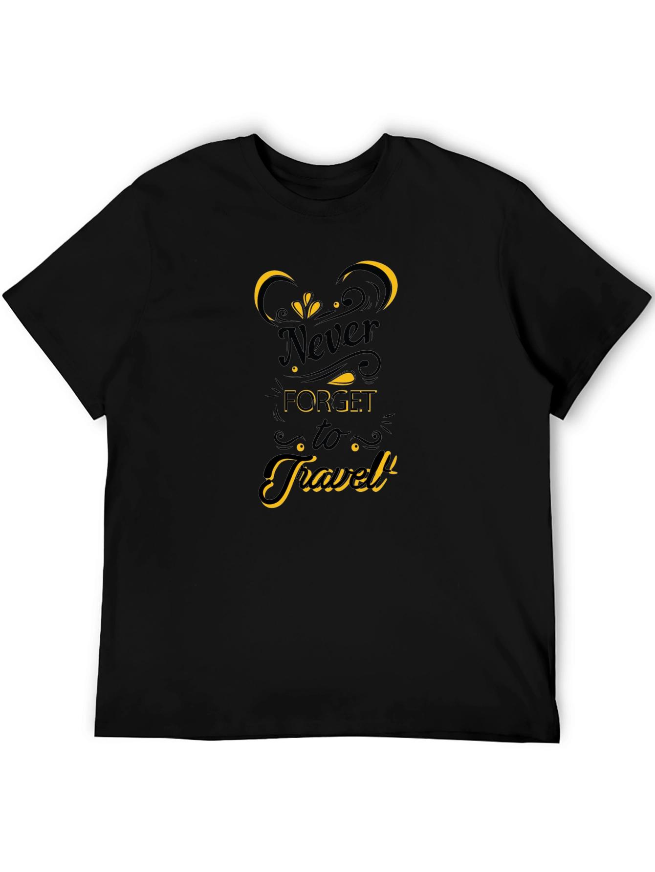 Never Forget to Travel Black Graphic Tee