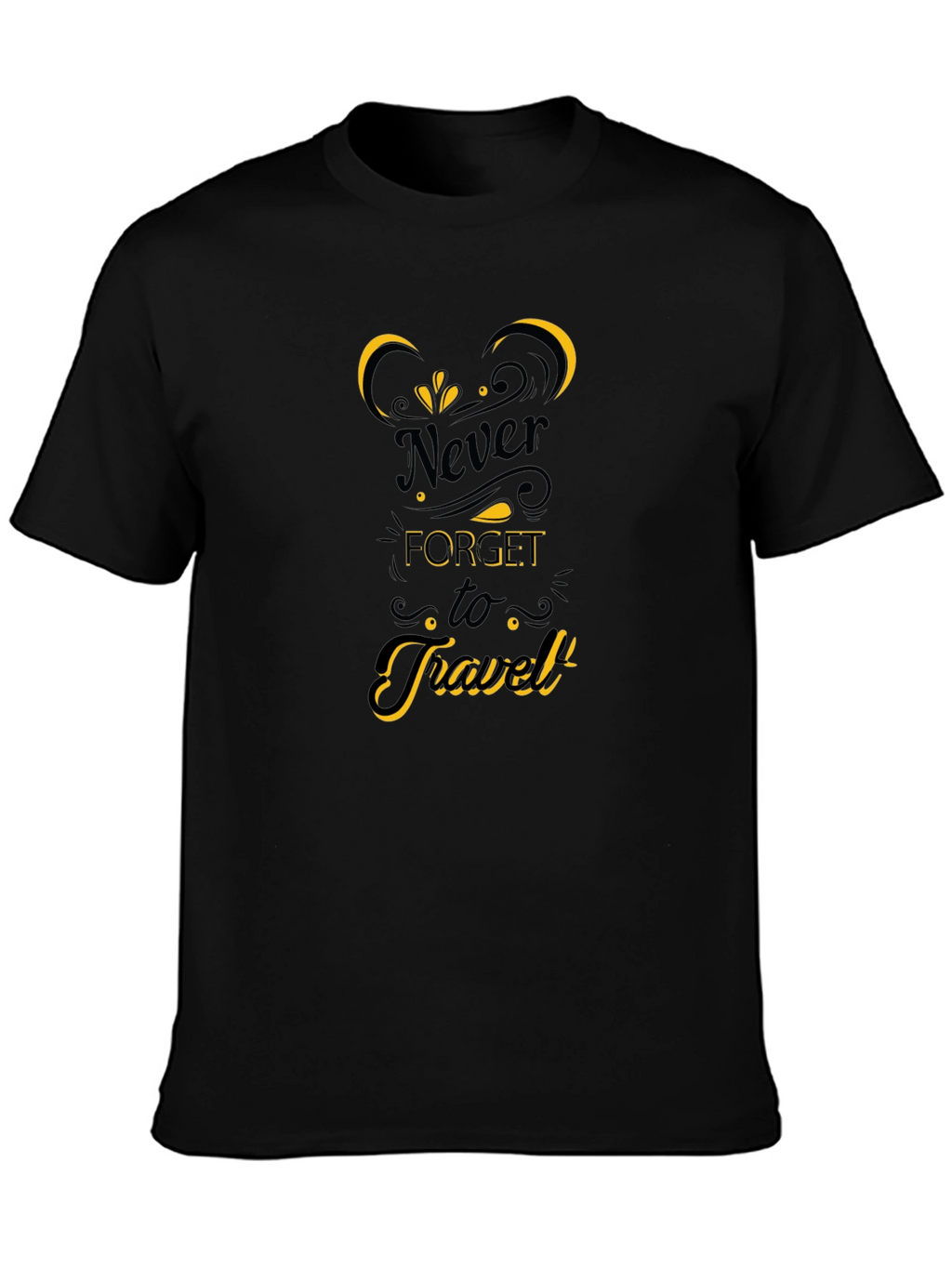 Never Forget to Travel Black Graphic Tee