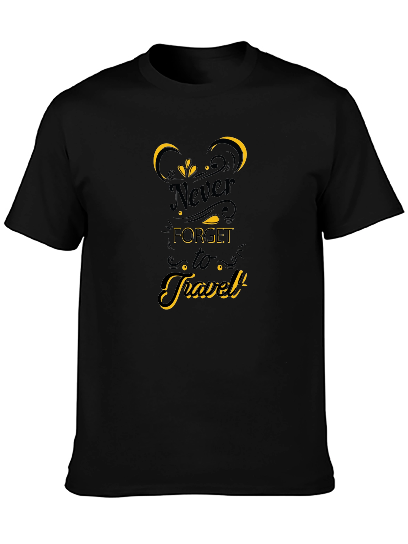 Never Forget to Travel Black Graphic Tee