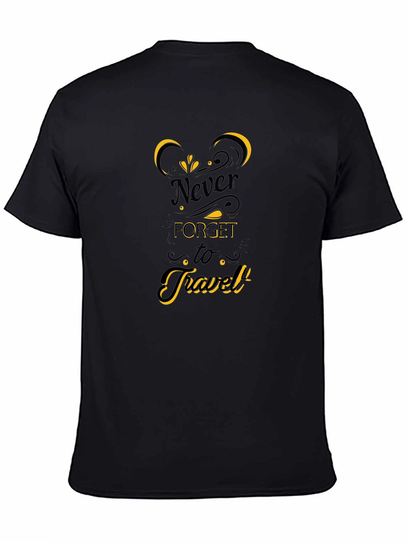 Never Forget to Travel Black Graphic Tee