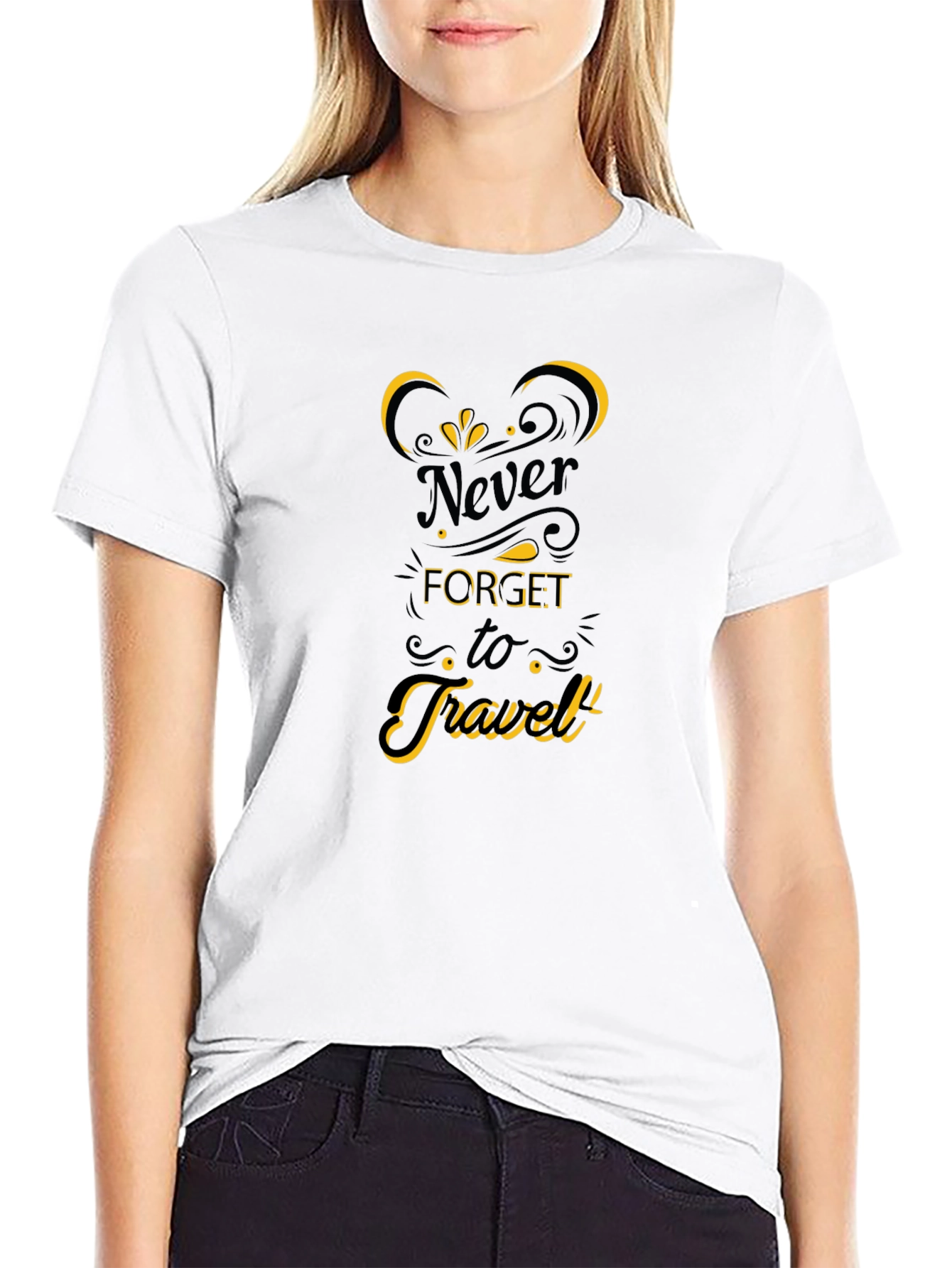 Never Forget to Travel Black Graphic Tee