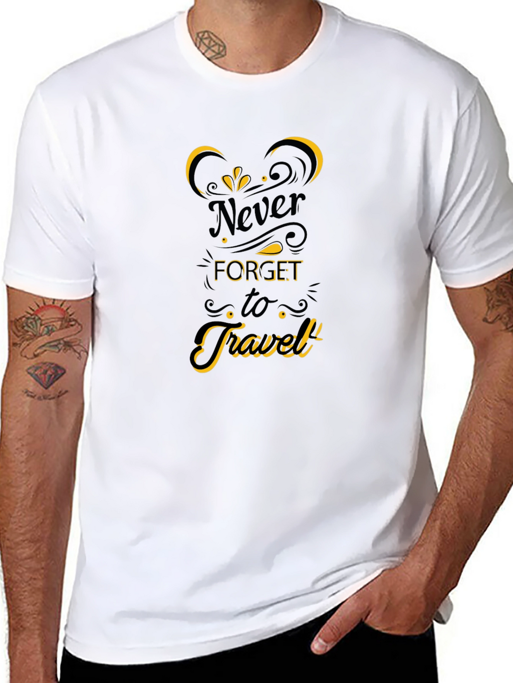 Never Forget to Travel Black Graphic Tee