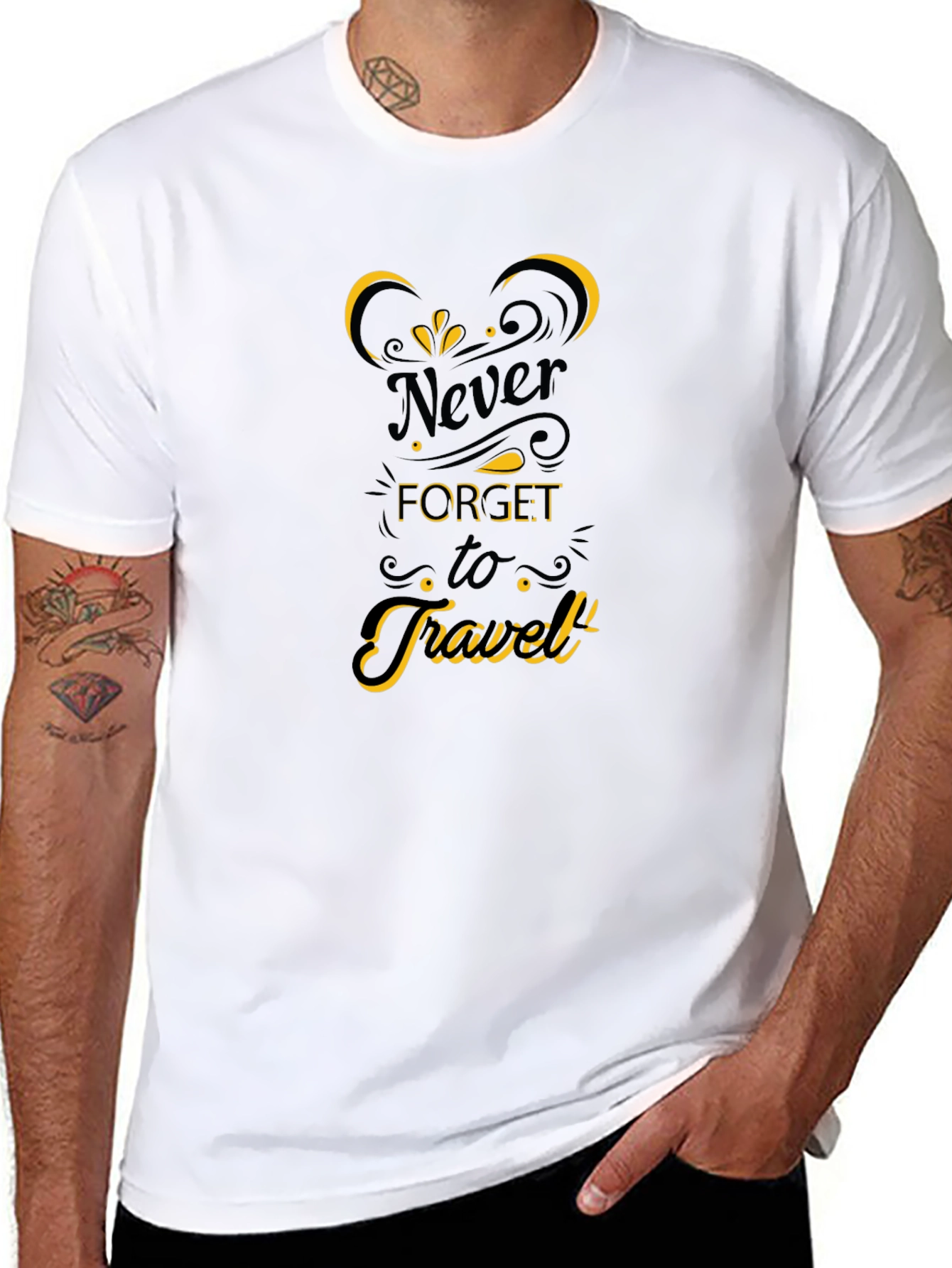 Never Forget to Travel Black Graphic Tee