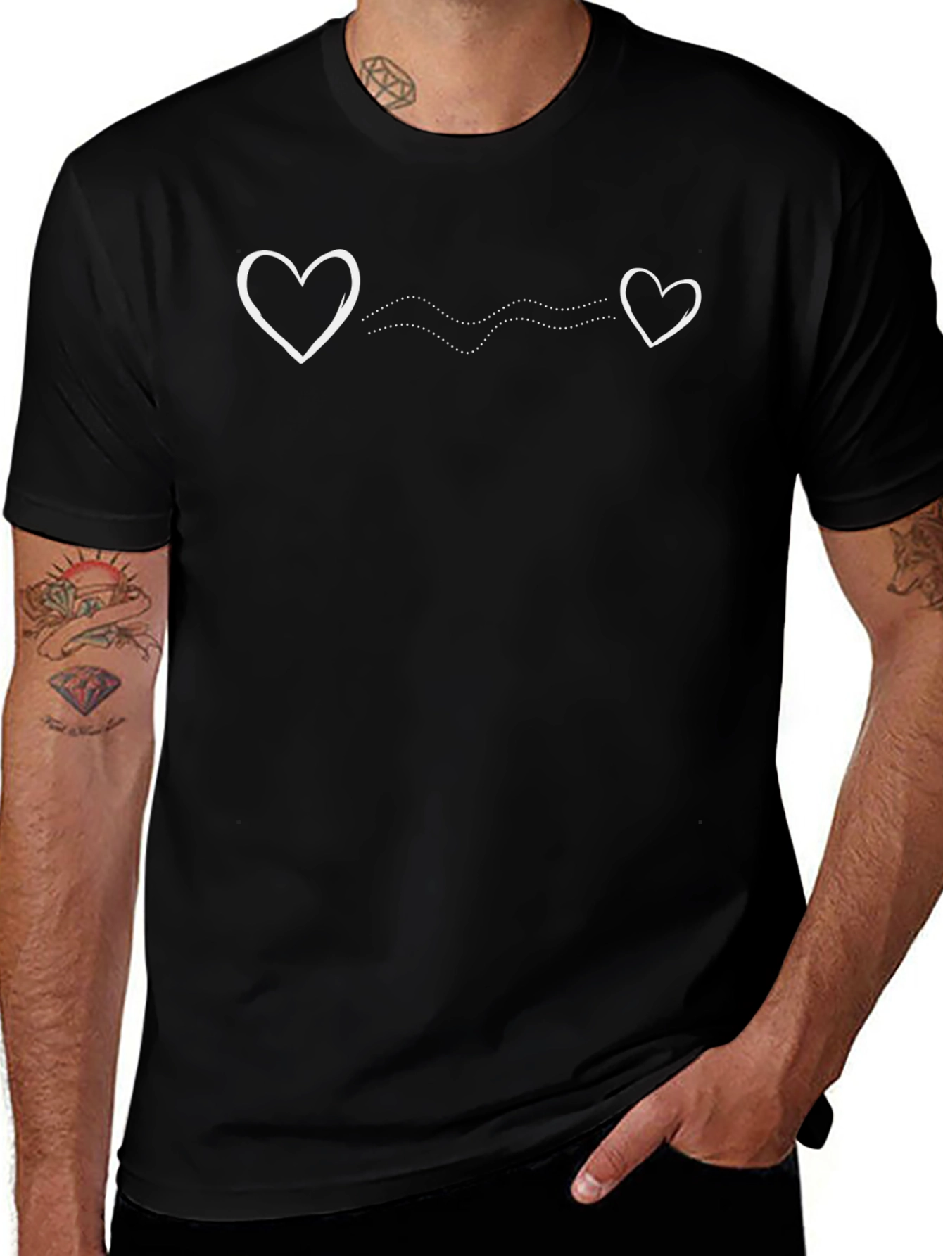 Connected Hearts Graphic T-Shirt - Black