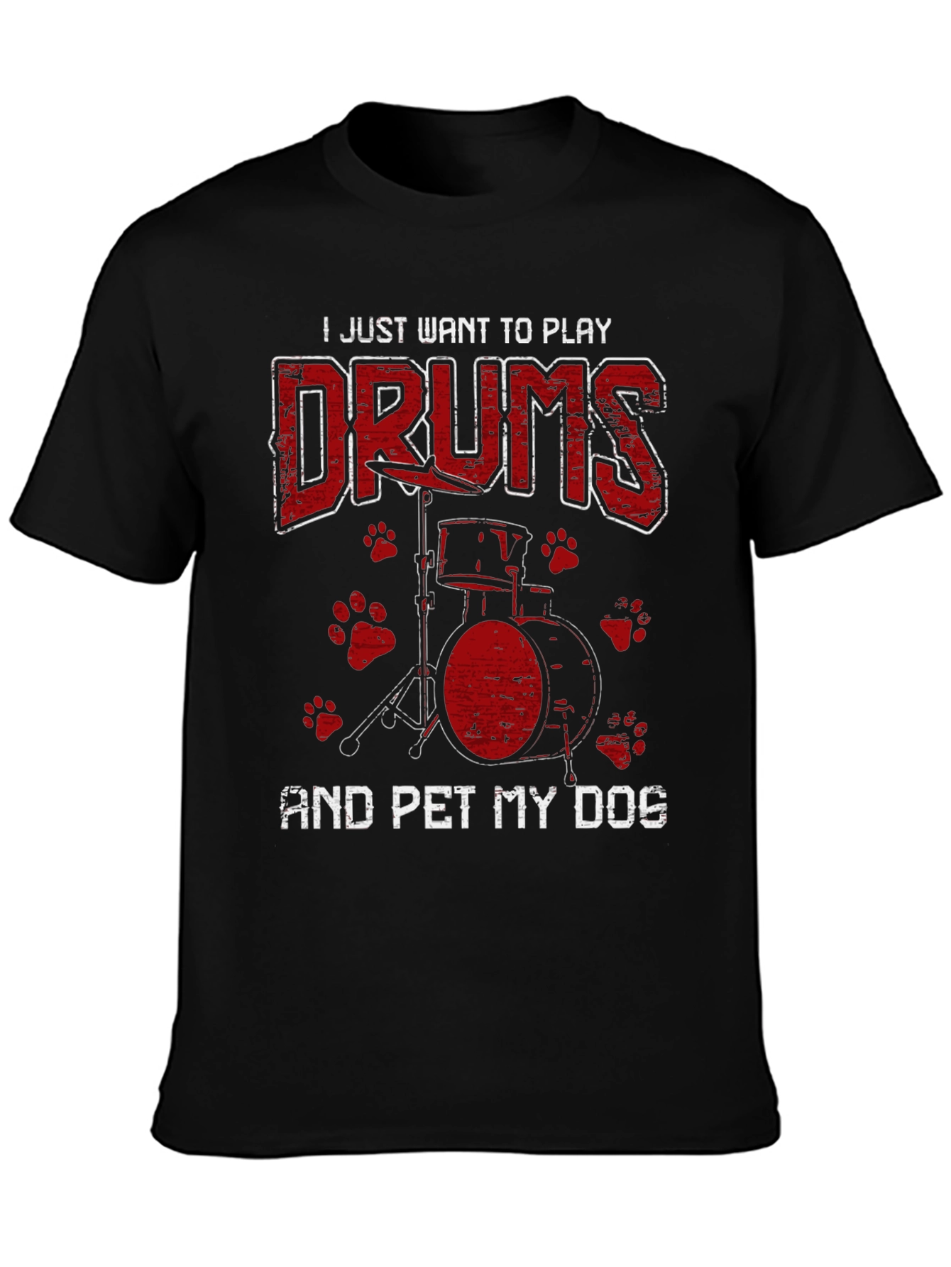 Drummer & Dog Lover T-Shirt - Play Drums and Pet My Dog