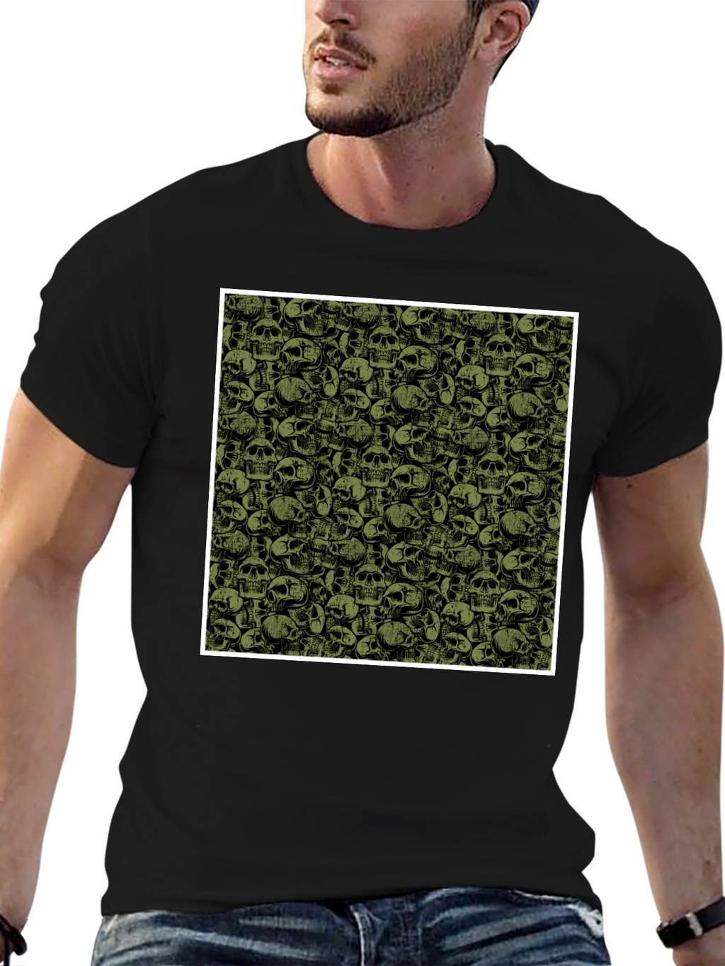 Skull Pattern Tee - Dark & Edgy Style