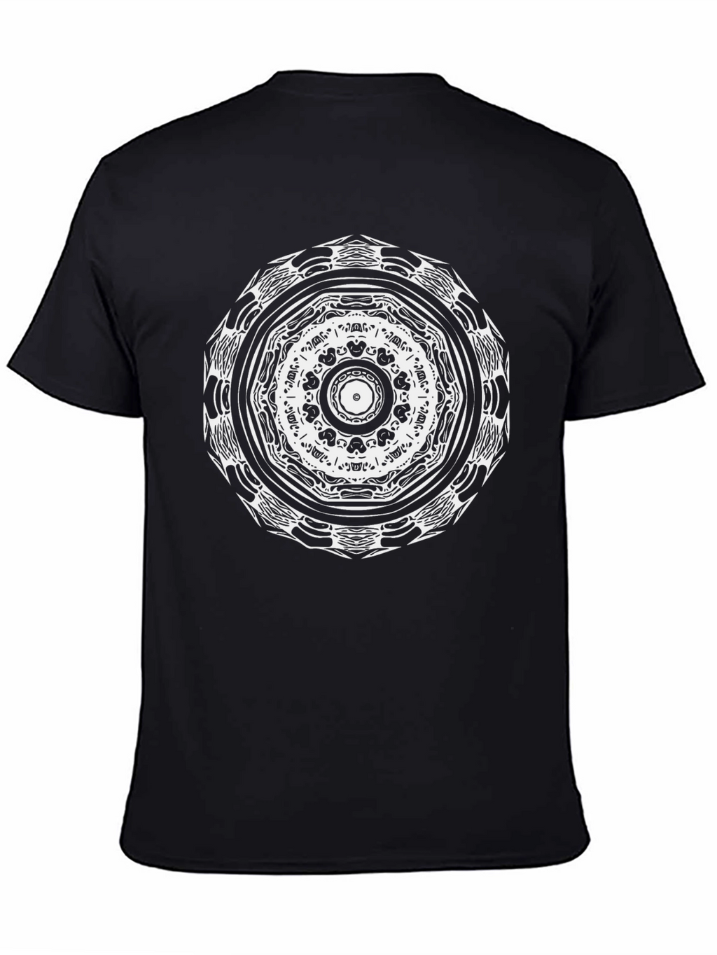 Geometric Mandala Graphic Tee - Black Cotton Comfort