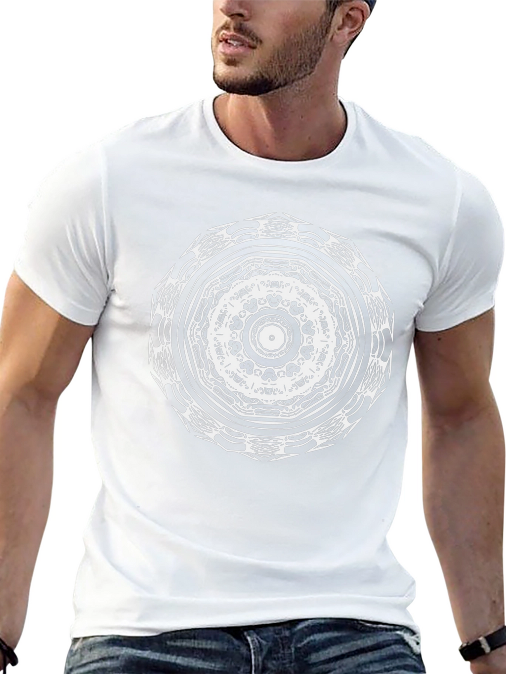 Geometric Mandala Graphic Tee - Black Cotton Comfort