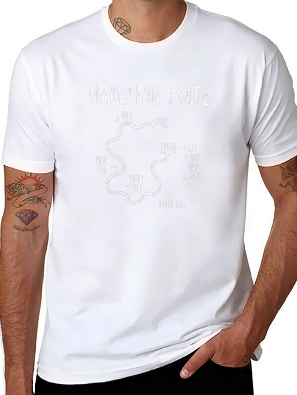 Marathon Route T-shirt: Hellish Running Humor