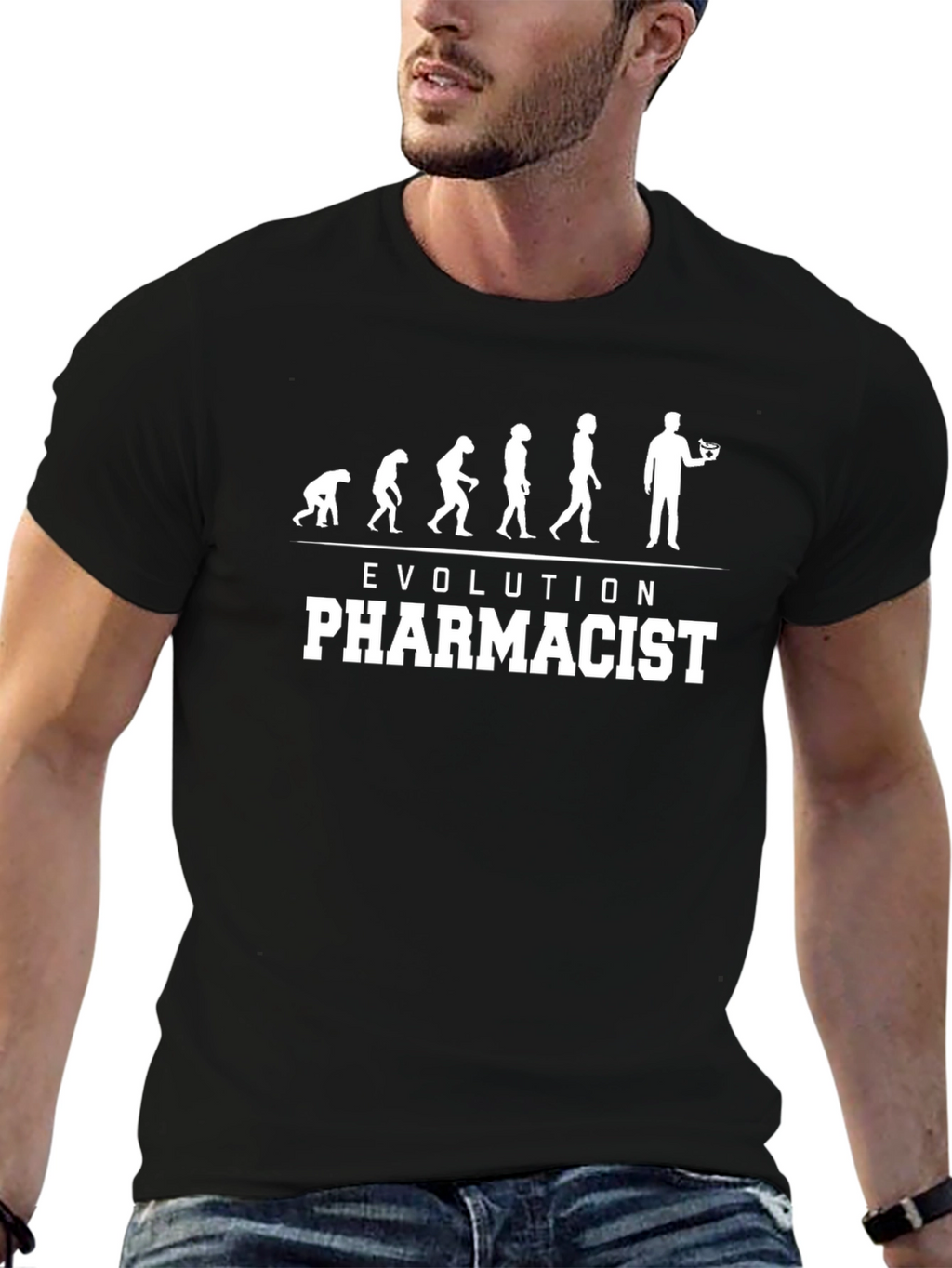 Evolution Pharmacist Black Graphic Tee