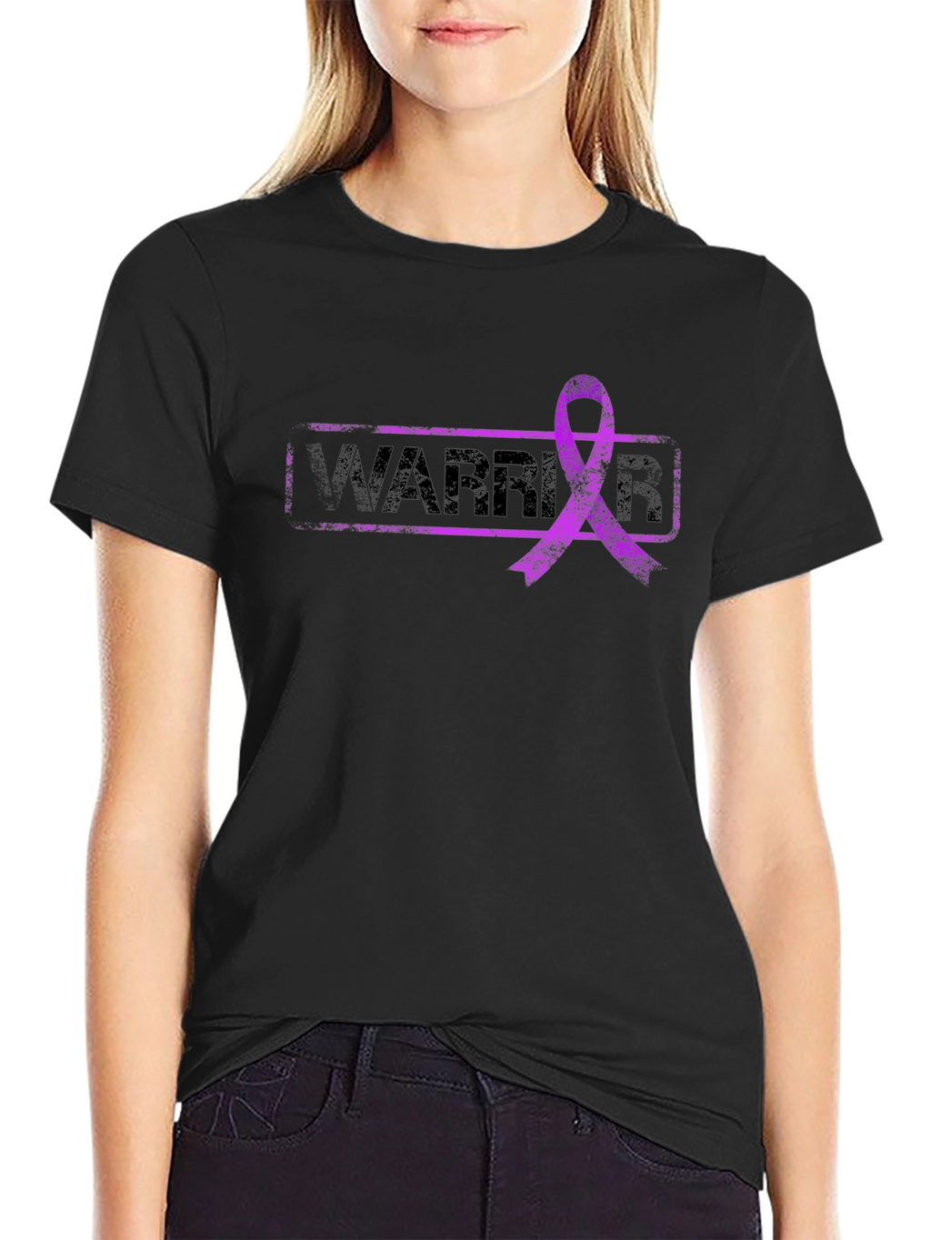 Warrior Ribbon Graphic T-Shirt - Black
