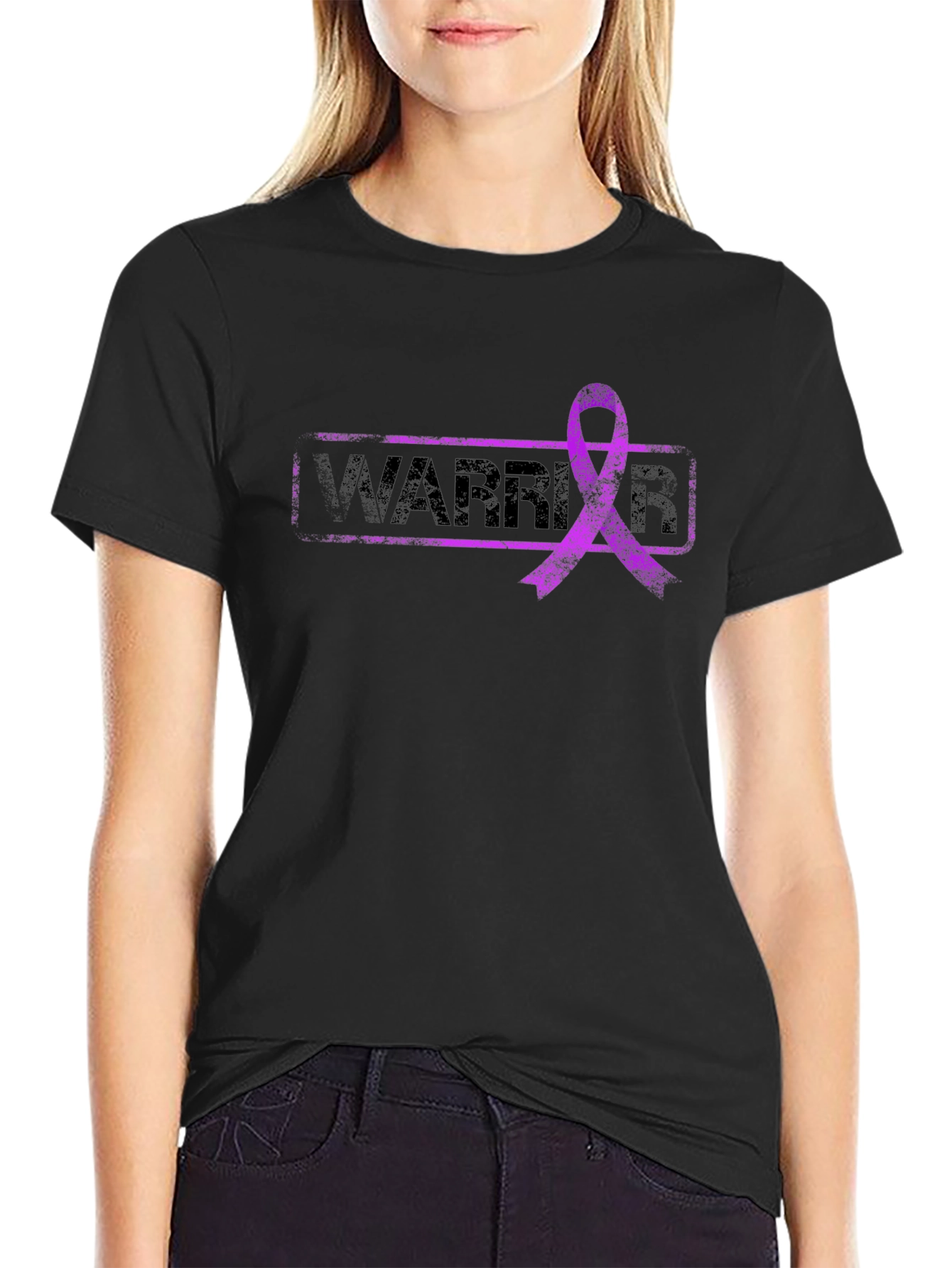 Warrior Ribbon Graphic T-Shirt - Black