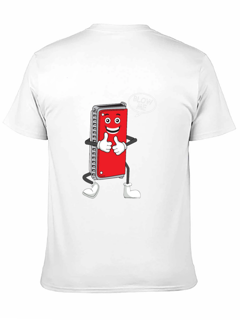 Harmonica Cartoon Graphic T-Shirt - Blow Me!