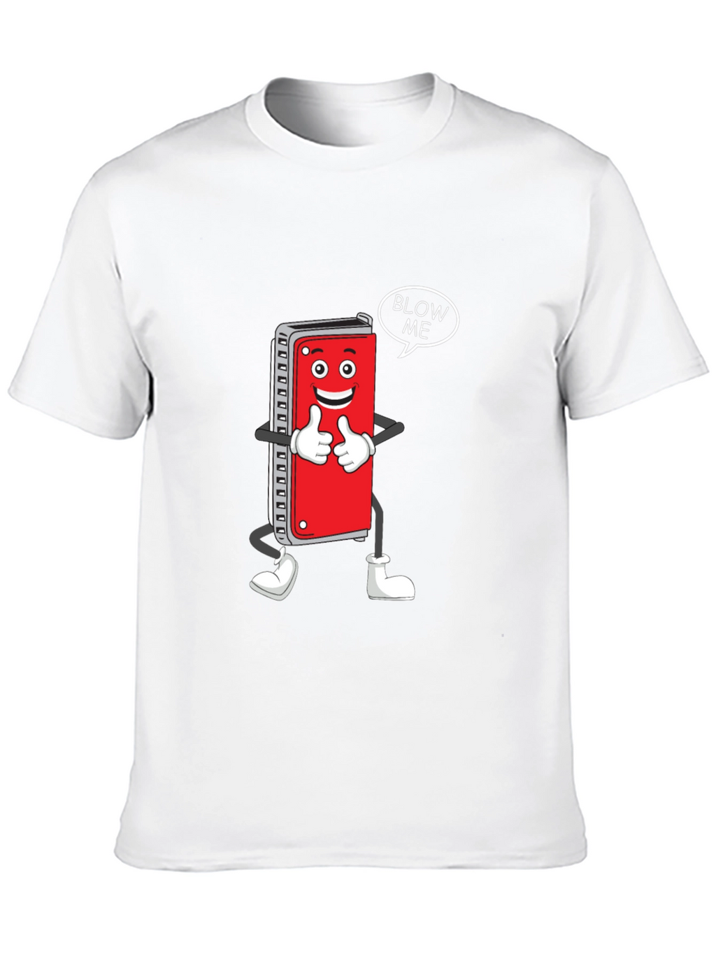 Harmonica Cartoon Graphic T-Shirt - Blow Me!