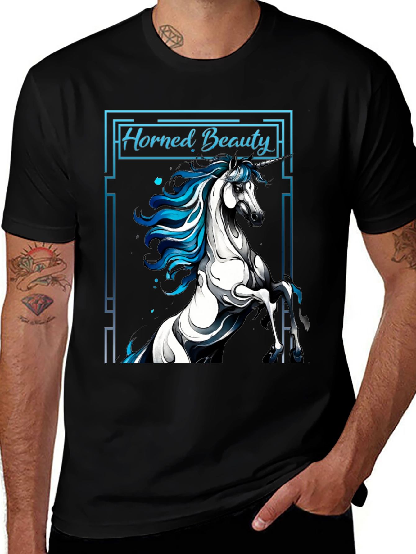 Horned Beauty Graphic Tee - Unisex Black T-Shirt