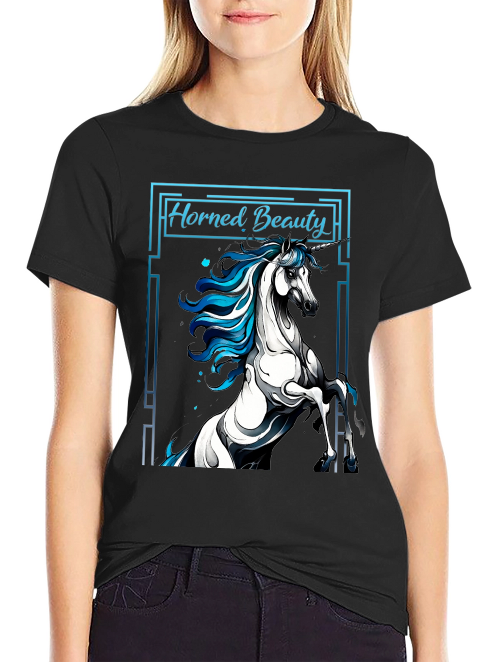 Horned Beauty Graphic Tee - Unisex Black T-Shirt